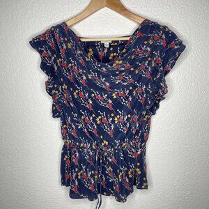 Anthropologie Odille blouse Sz Small Silk Floral Cottagecore